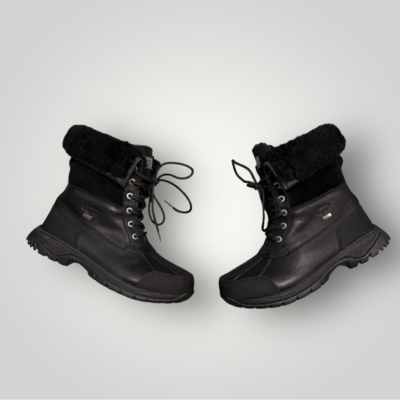 UGG Butte Shearling Boots Black Mens Sz 7 Women’s 9 - Picture 1 of 14